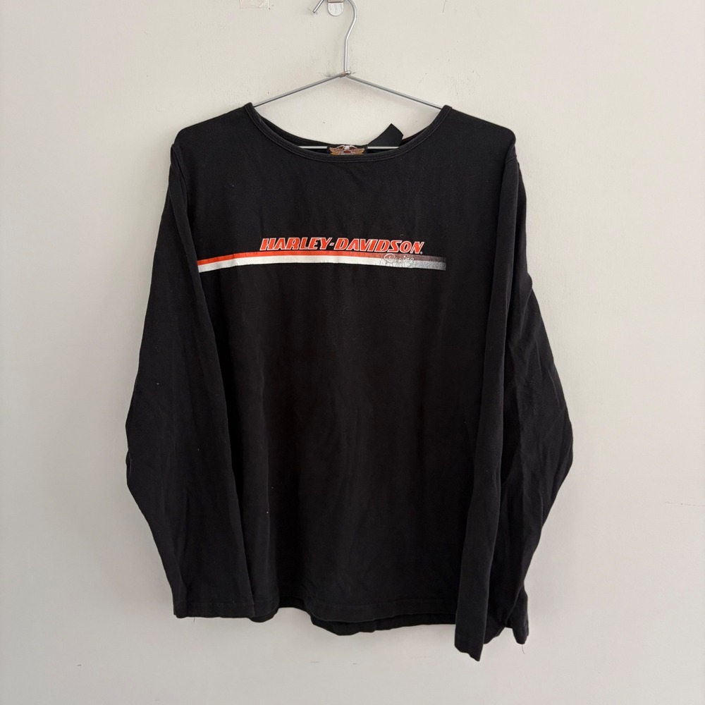 Harley-Davidson Women 2W Black Long Sleeve Graphic T-Shirt USA Made